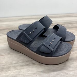 Crocs Women’s Navy Blue Brooklyn Wedge Platform Comfort Sandals Shoes Size 7